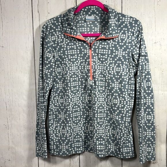 Columbia Womens Gray White Quarter Zip Fleece Long Sleeve Pullover Sweater - Picture 5 of 13